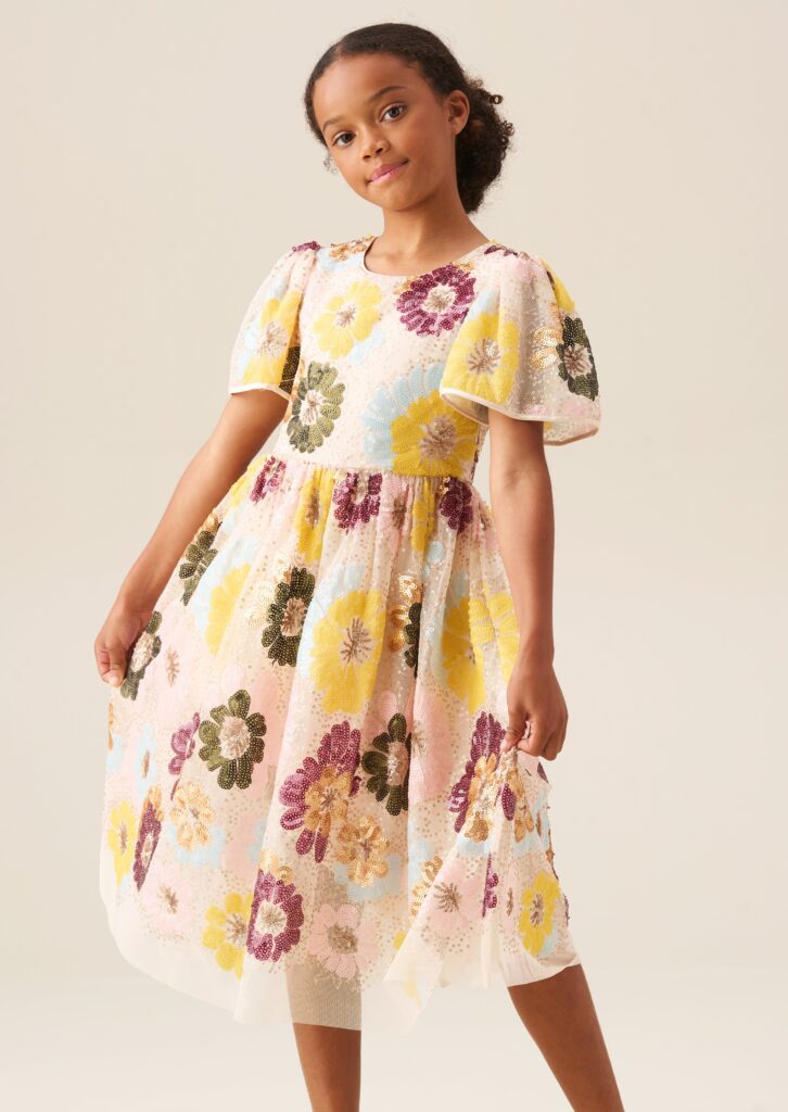 Verity Flower Sequin Dress - Angel and Rocket occasionwear