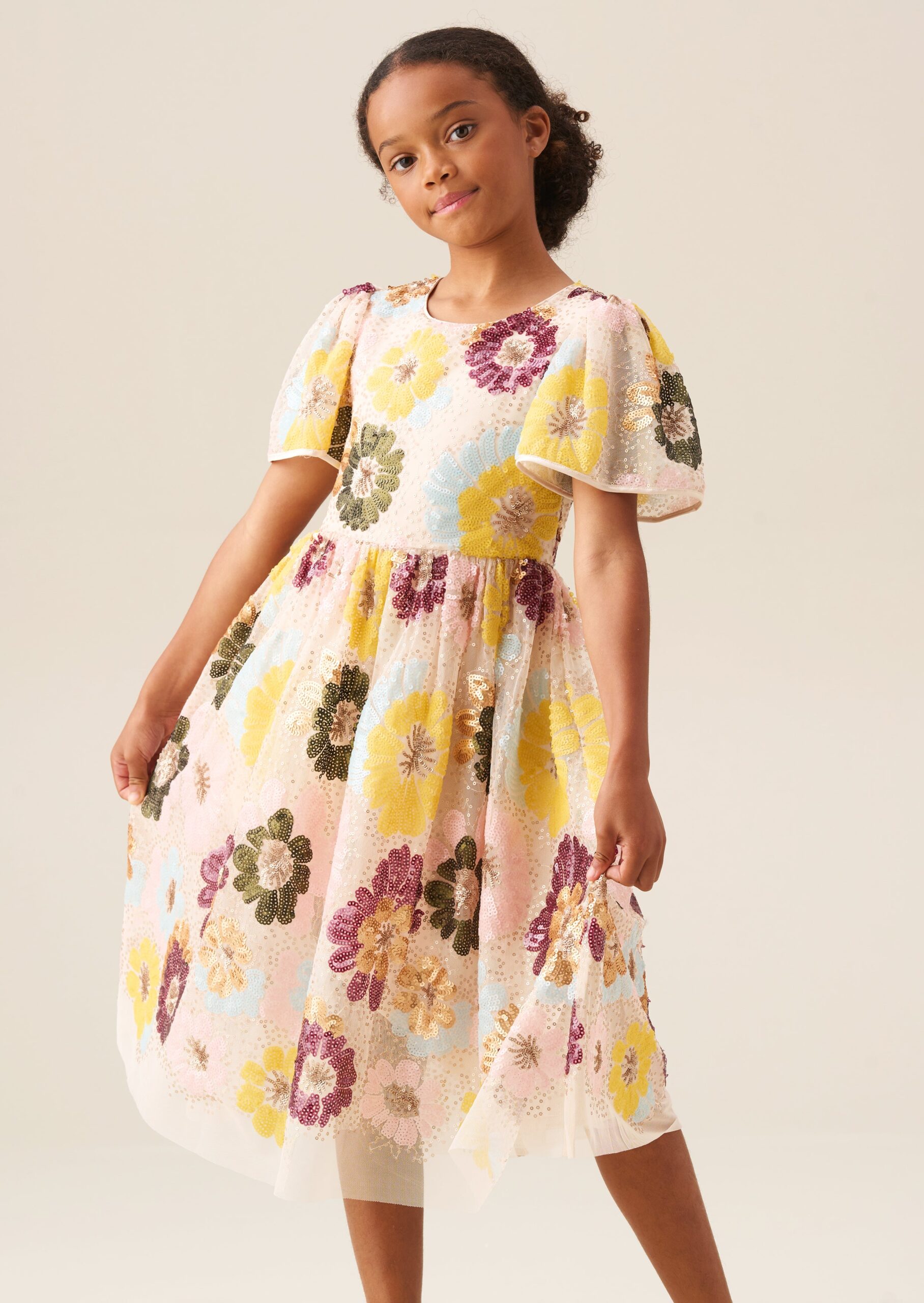 Verity Flower Sequin Dress - Angel and Rocket occasionwear