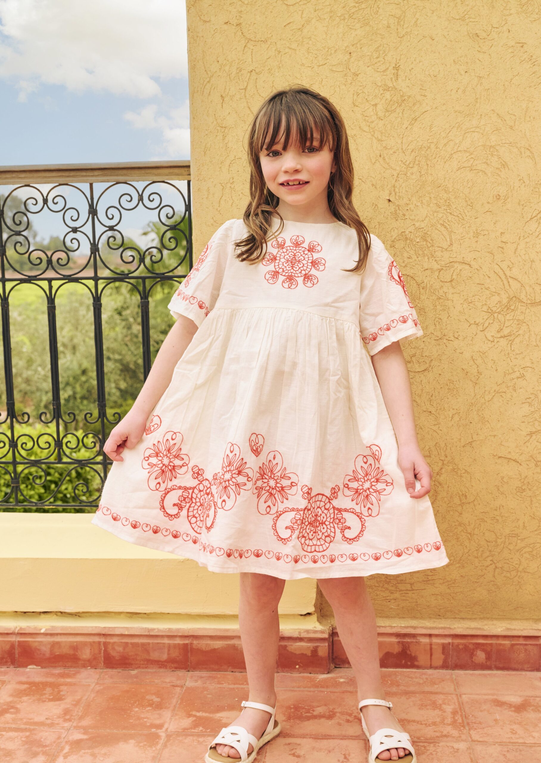 Reyna Ivory Embroidered Swing Dress - Angel and Rocket occasionwear