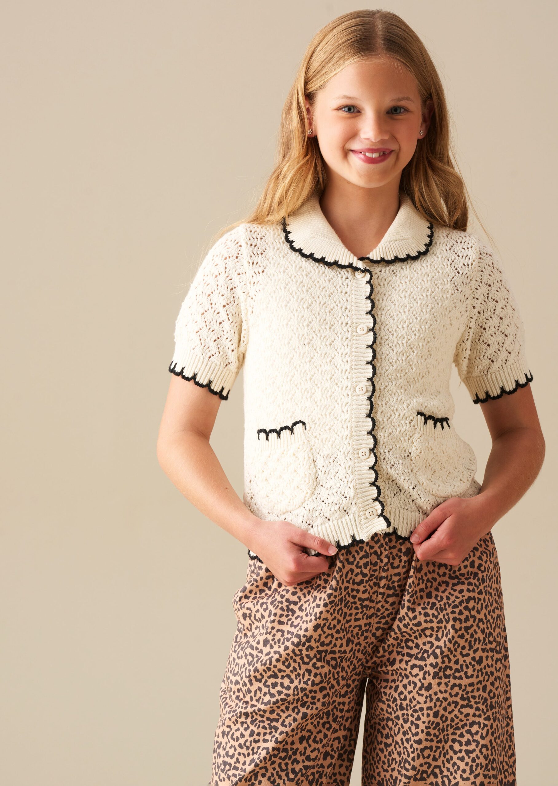 Penny Frill Detail Short Sleeve Cardigan - Angel and Rocket occasionwear