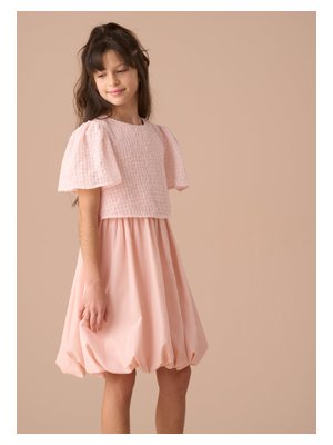 Angel and Rocket pink bubble hem angel sleeve dress