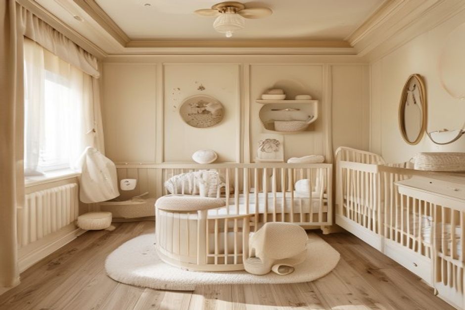 Editorial premium baby nursery with neutral tones