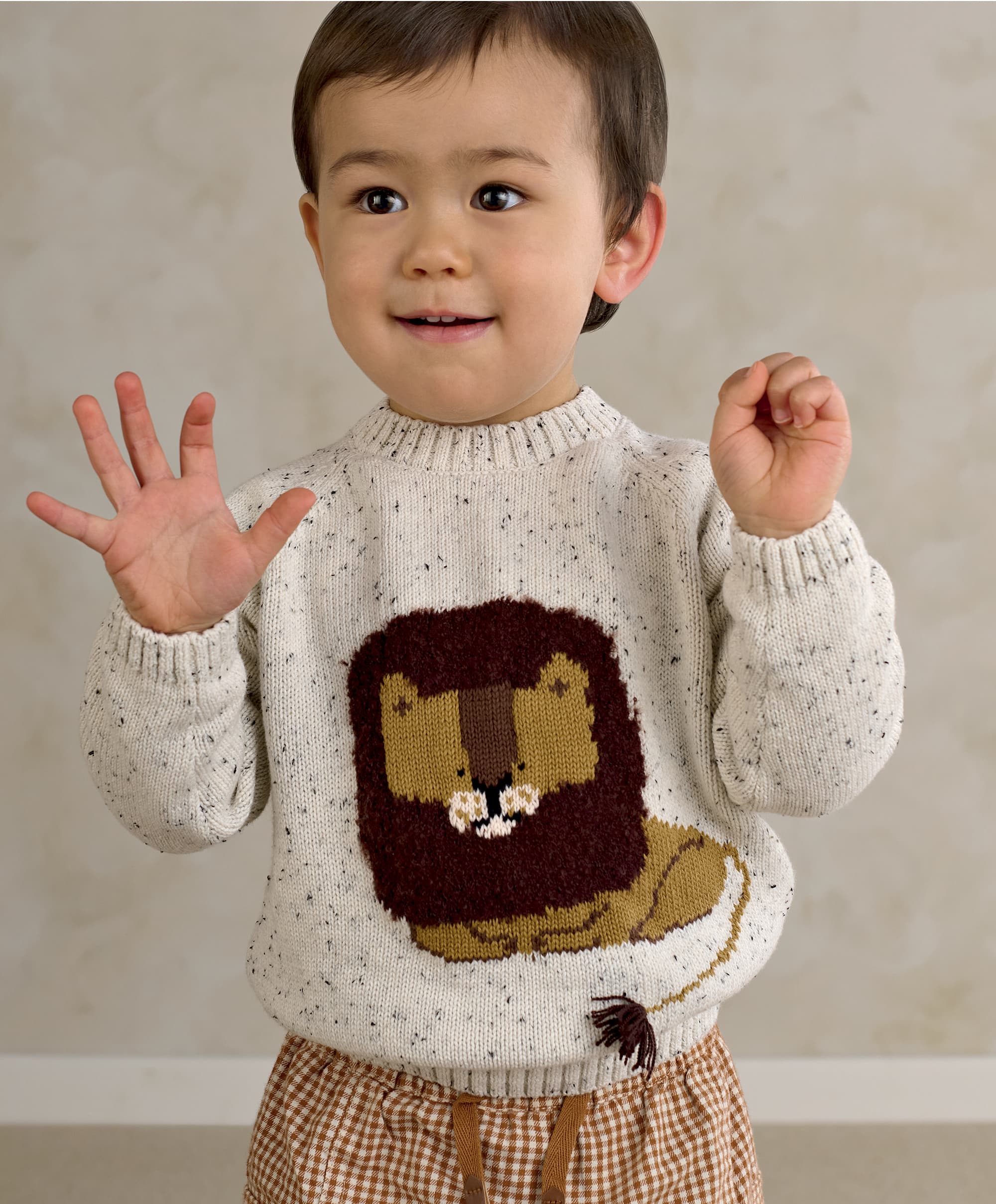 Lion Knitted Jumper - Oatmeal