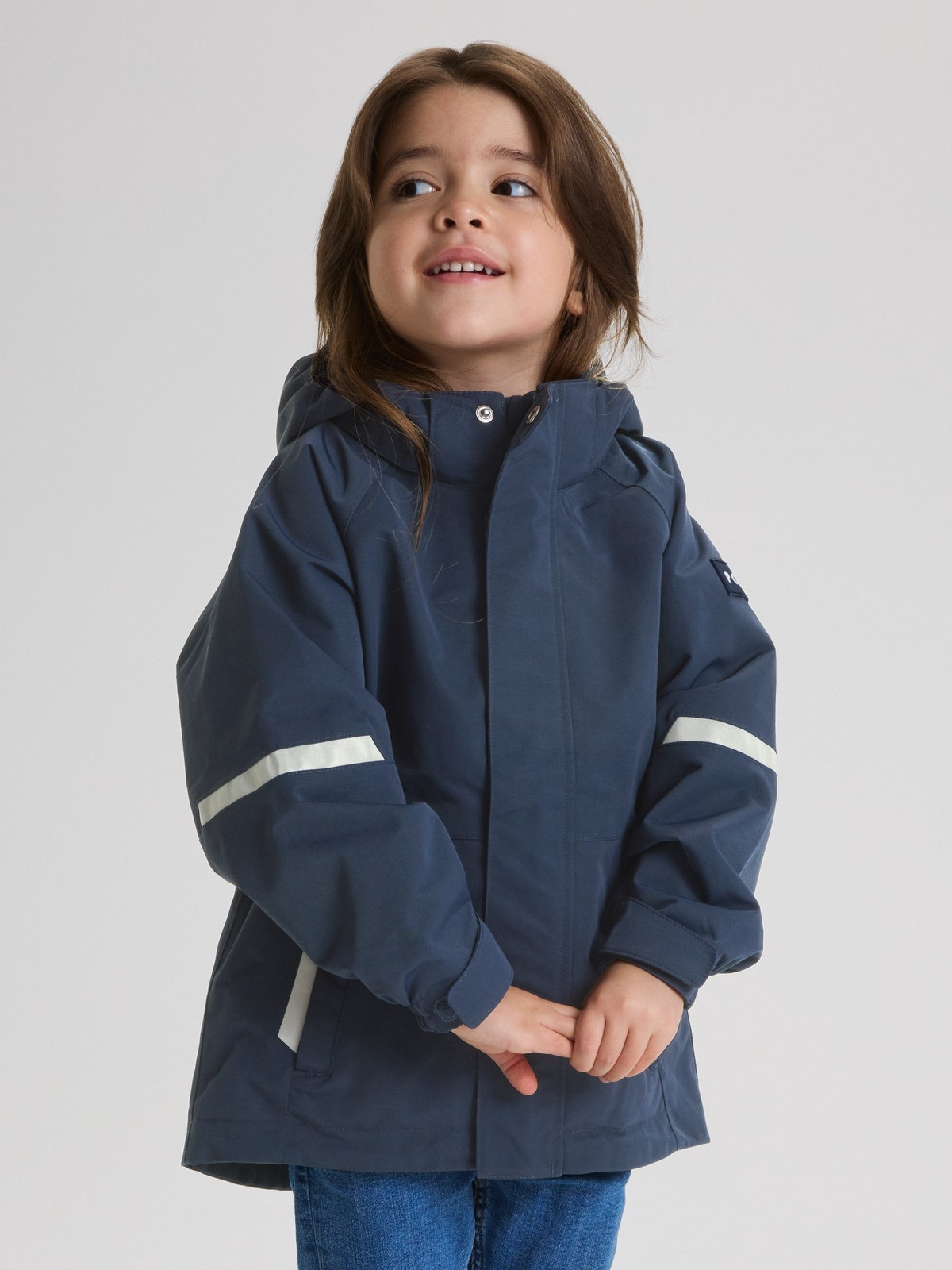 Navy waterproof kids' shell jacket