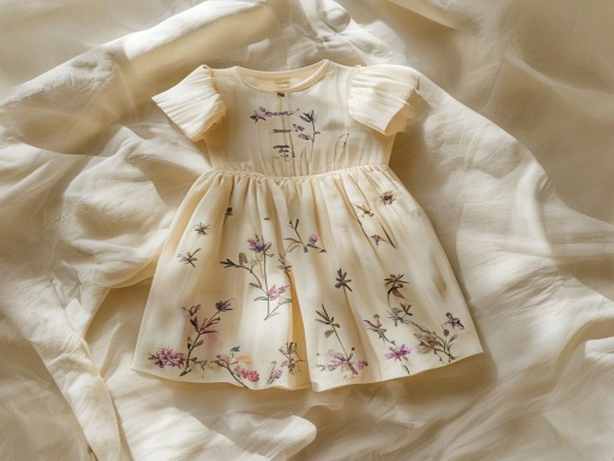 Folded heritage French childrenswear editorial flat lay