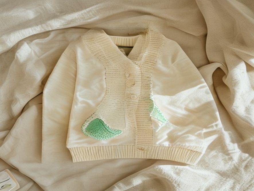 Folded logo knitwear editorial flat lay