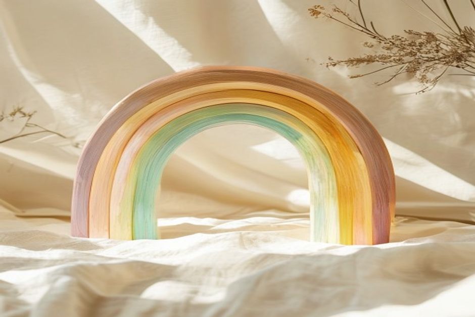 Grimm's Rainbow wooden stacking toy for children